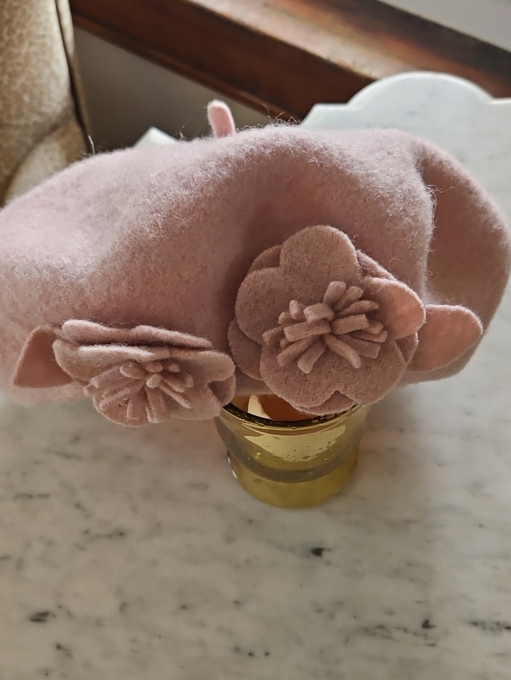 Pink Flower Beret        EUC
